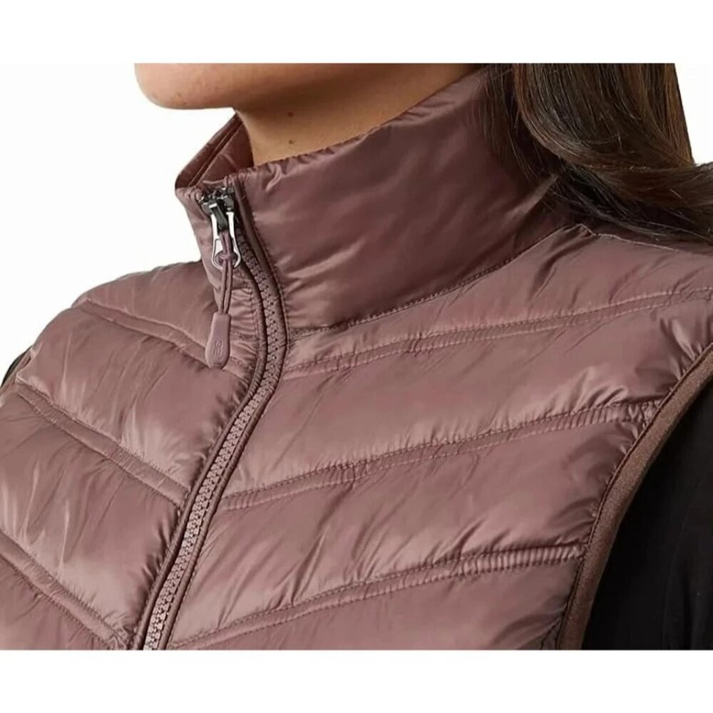 NEW 32 Degrees Heat Women's M Puffer Vest Jacket Full Zip Brown - Picture 3 of 11
